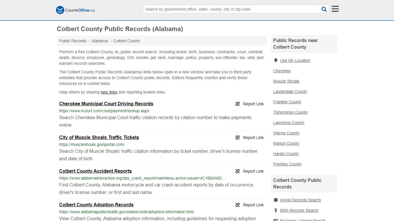Colbert County Public Records (Alabama) - County Office