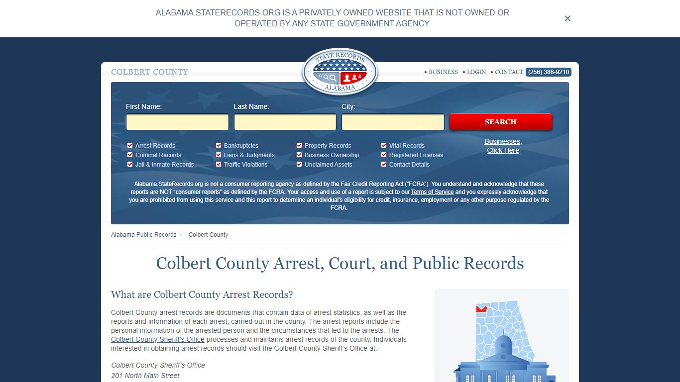 Colbert County Arrest, Court, and Public Records