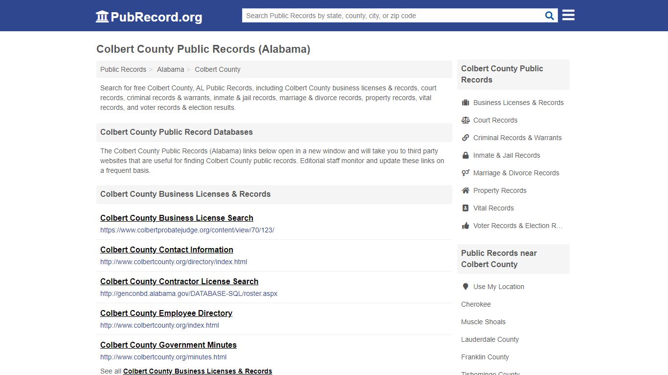 Free Colbert County Public Records (Alabama Public Records) - PubRecord.org