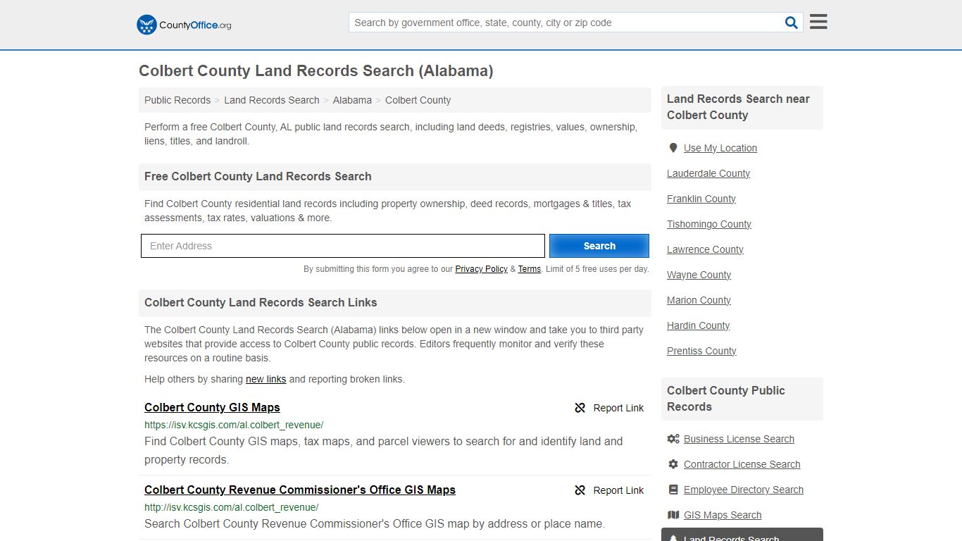 Colbert County Land Records Search (Alabama) - County Office